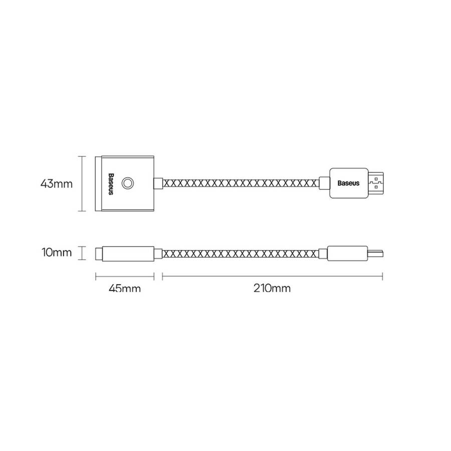 Baseus Lite Series przejściówka adapter HDMI do VGA + mini jack 3,5mm / zasilanie micro USB biały (WKQX010102)