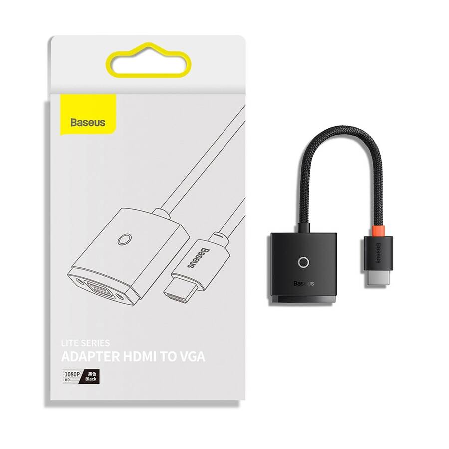 Baseus Lite Series przejściówka adapter HDMI do VGA + mini jack 3,5mm / zasilanie micro USB biały (WKQX010102)