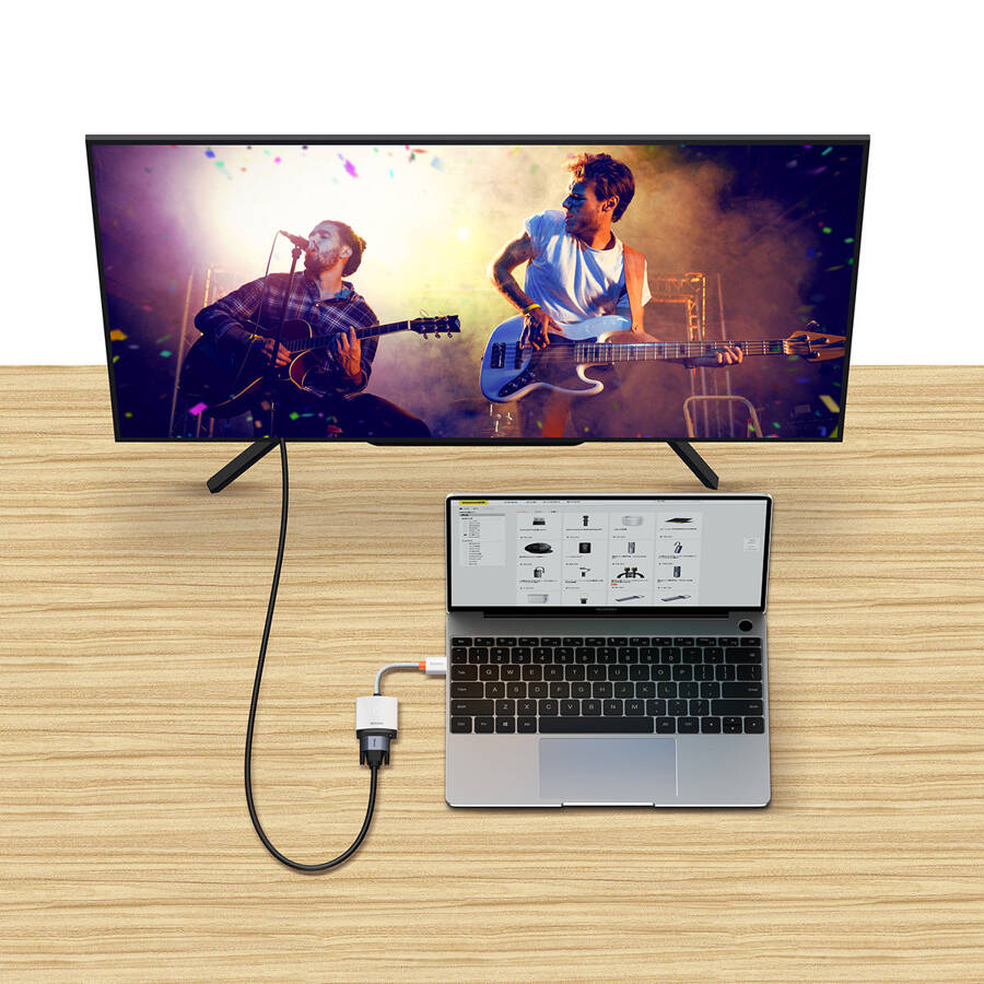 Baseus Lite Series przejściówka adapter HDMI do VGA + mini jack 3,5mm / zasilanie micro USB biały (WKQX010102)