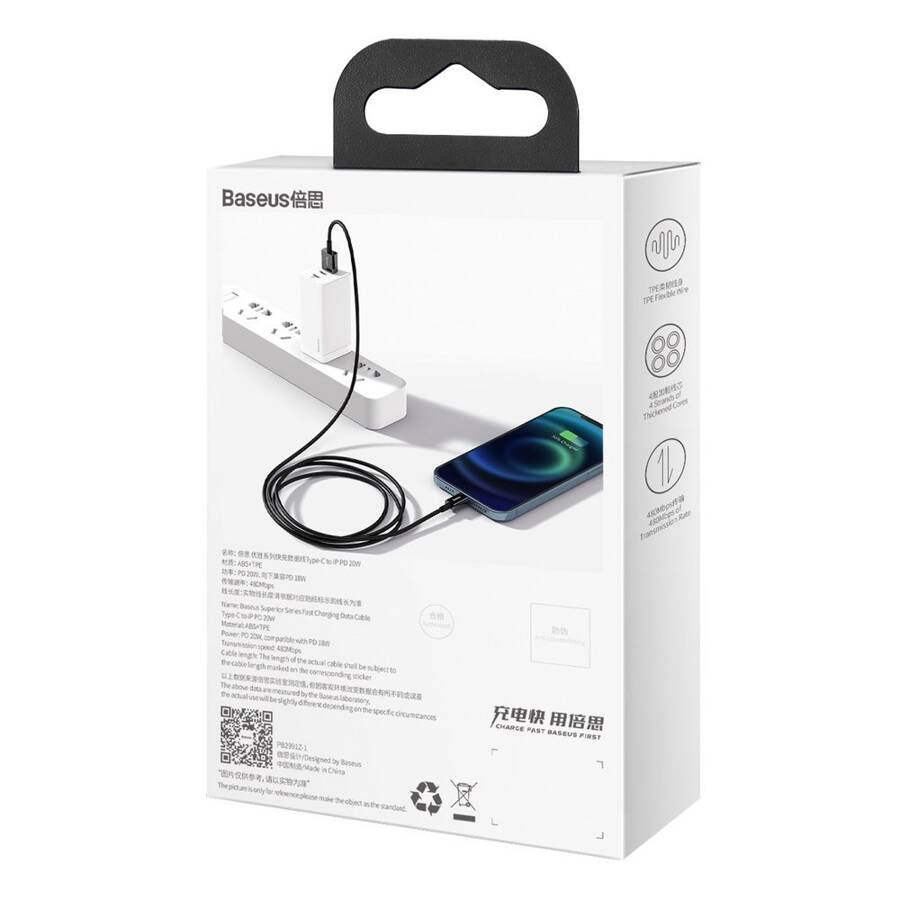 Baseus Superior kabel USB - Lightning 2,4 A 1 m czarny (CALYS-A01)