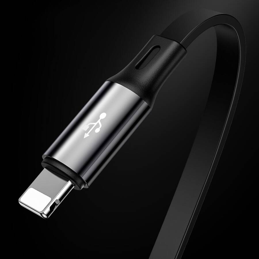 Baseus kabel 3w1 Golden Loop zwijany USB - micro USB + Lightning + USB-C 1,2m 3,5A czarny