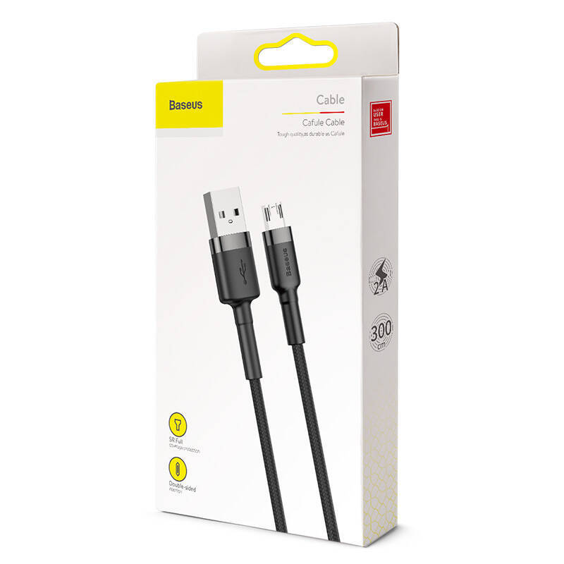 Baseus kabel Cafule USB - micro USB 3,0m 2A szaro-czarny