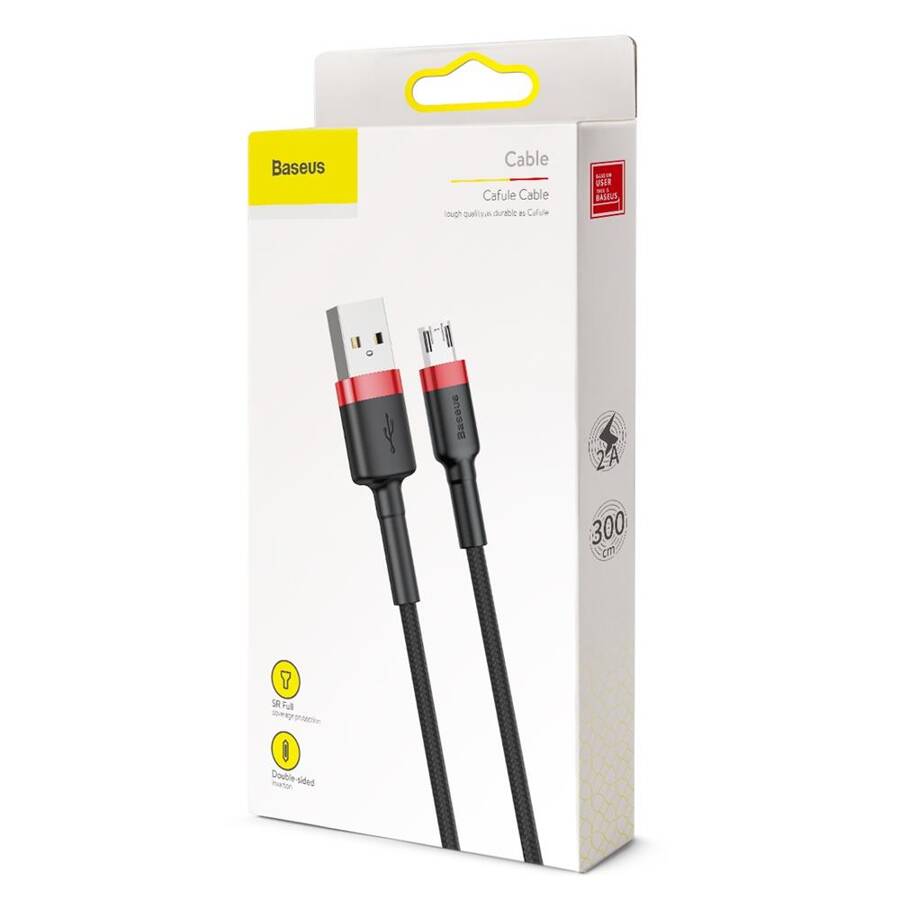 Baseus kabel Cafule USB - microUSB 3,0 m 1,5A czerwono-czarny