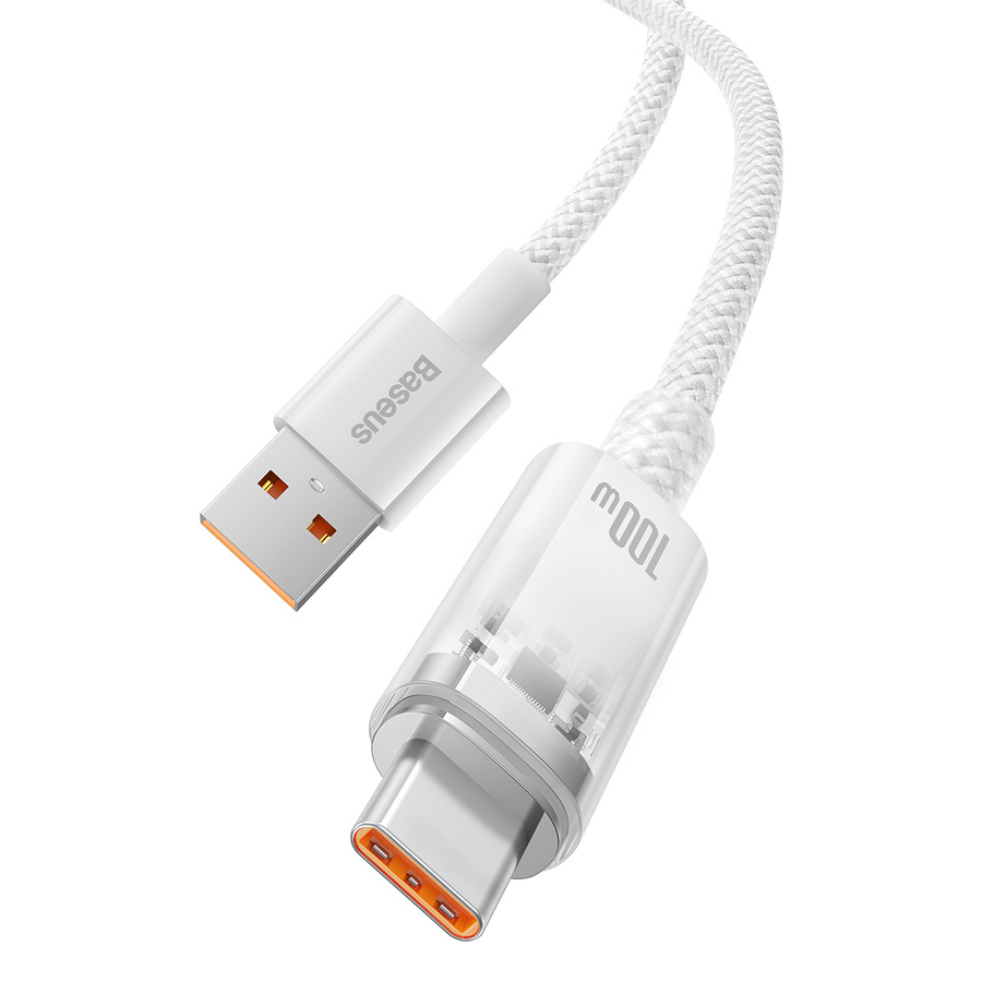 Baseus kabel Explorer USB - USB-C 1,0m biały z kontrolą temperatury 100W