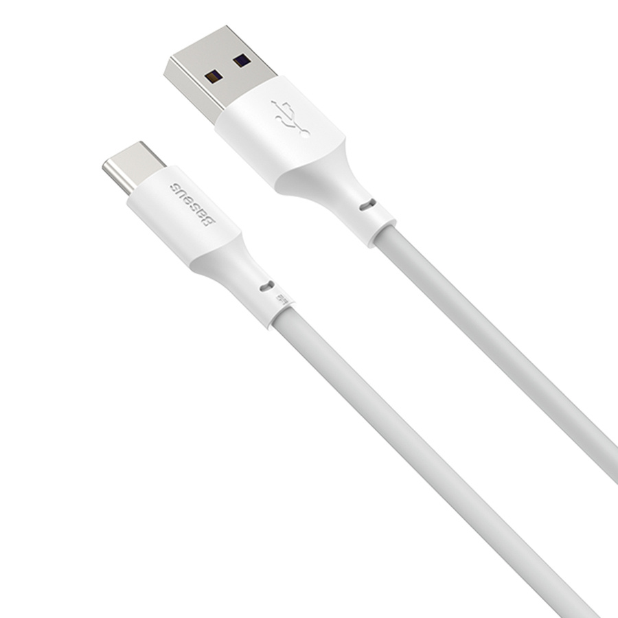 Baseus kabel Simple Wisdom USB - USB-C 1,5 m 5A biały 2 szt