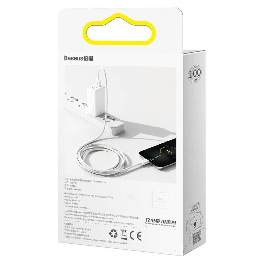 Baseus kabel Superior USB - microUSB 1,0 m 2,0A biały