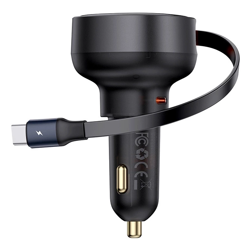 Baseus ładowarka samochodowa Enjoyment Pro Car Charger C+Retractable Type-C Cable 60W czarna