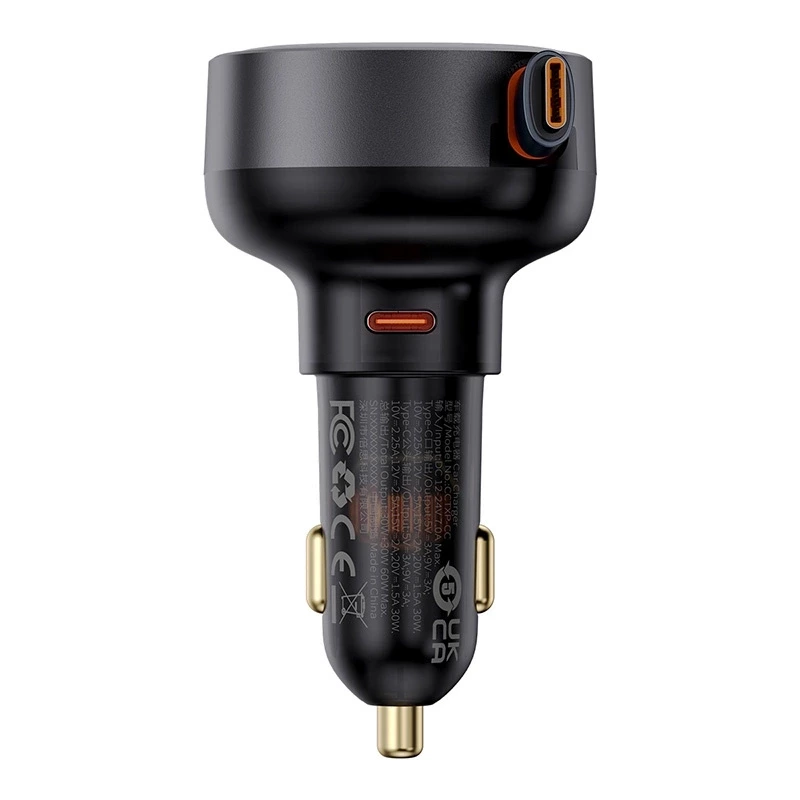 Baseus ładowarka samochodowa Enjoyment Pro Car Charger C+Retractable Type-C Cable 60W czarna