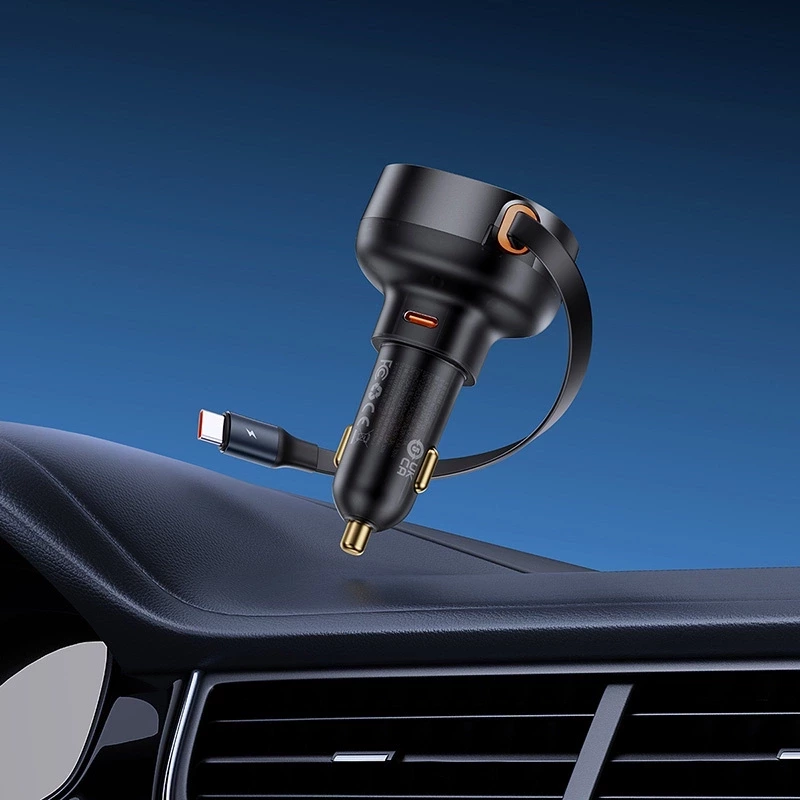 Baseus ładowarka samochodowa Enjoyment Pro Car Charger C+Retractable Type-C Cable 60W czarna