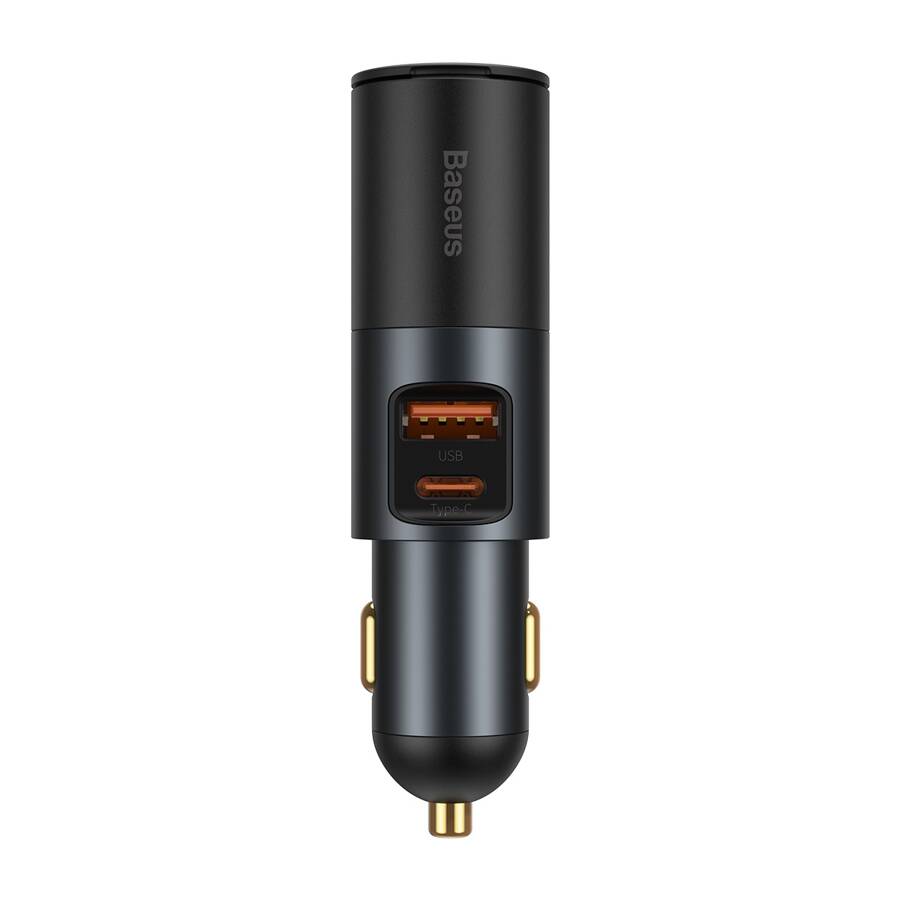 Baseus ładowarka samochodowa Share Together PD 120W 1x USB 1x USB-C szara z gniazdem zapalniczki