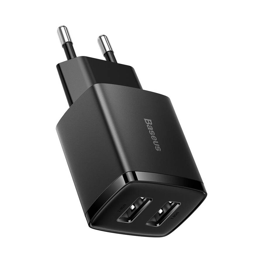 Baseus ładowarka sieciowa Compact 2 x USB czarna 10,5W