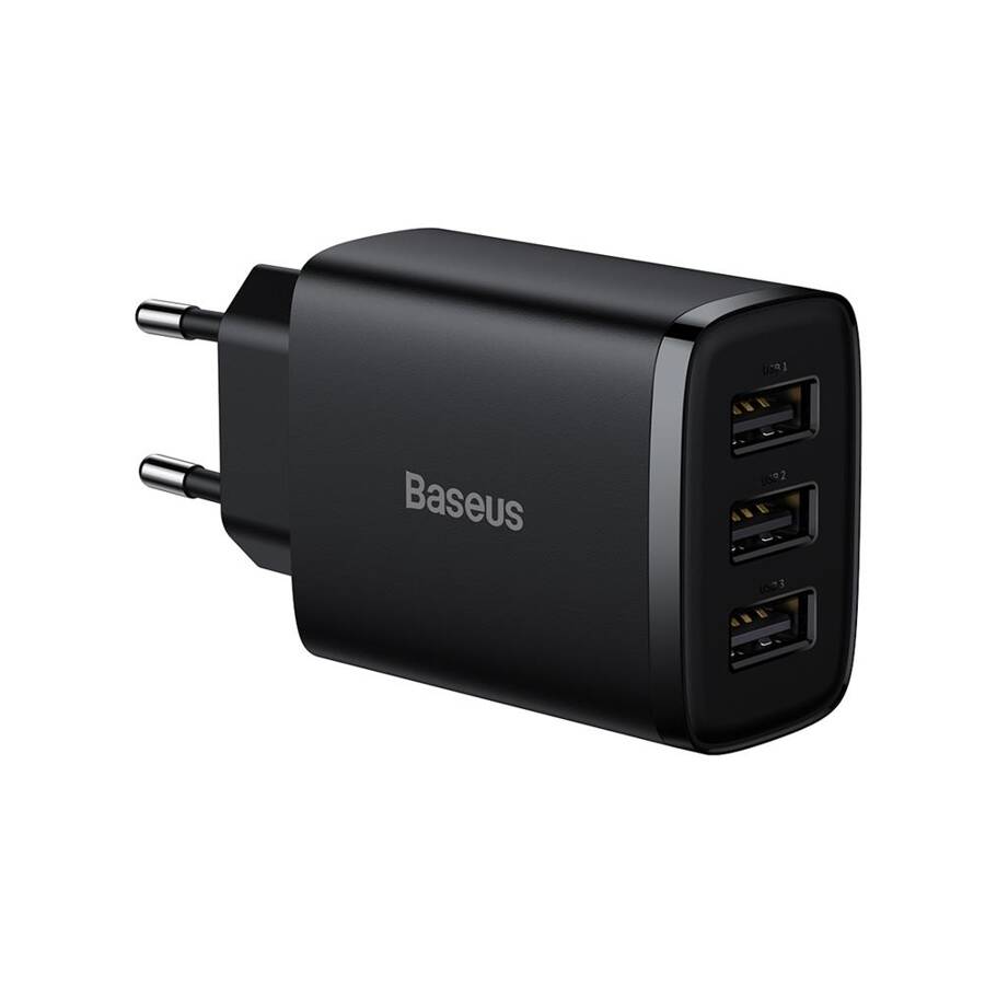 Baseus ładowarka sieciowa Compact 3 x USB czarna 17W