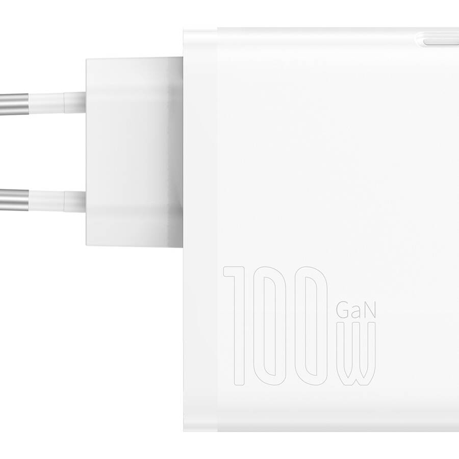 Baseus ładowarka sieciowa GaN5 Pro PD 100W 1x USB-C 1x USB biała + kabel USB-C - USB-C