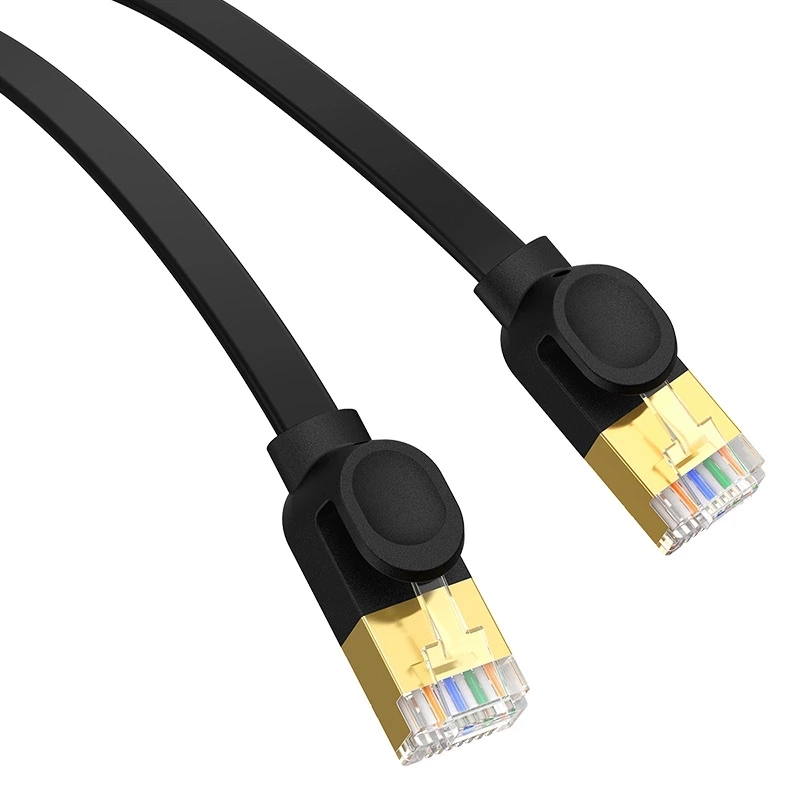 Baseus szybki kabel sieciowy RJ45 cat. 7 10Gbps 0.5m płaski czarny