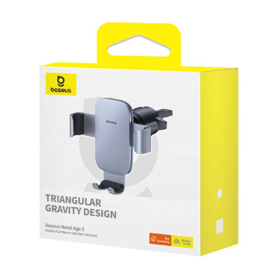 Baseus uchwyt samochodowy Metal Age 3 Gravity Car Mount (Air Vent Version) Space szary