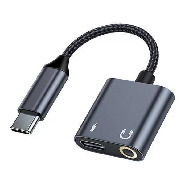 Beline Adapter rozdzielający USB-C na     USB-C/Jack 3,5mm 60W czarny/black DAC BLNAA01