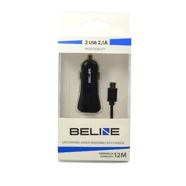 Beline Ład. sam. 2xUSB + microUSB 2,1A czarna/black