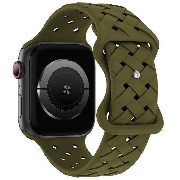 Beline pasek Apple Watch Silicone Woven 42/44/45/49mm oliwkowy /oliver box