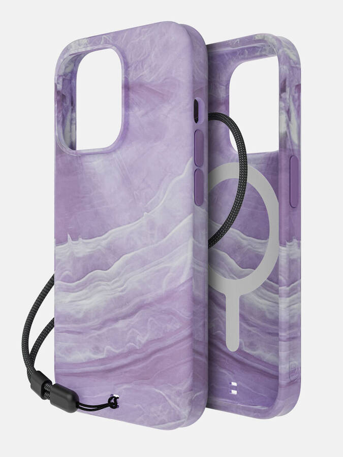 Bodyguardz Carve Marble w/Magsafe, iPhone 15 Pro 2023, MagSafe, Anti-M, SUS, Purple/White