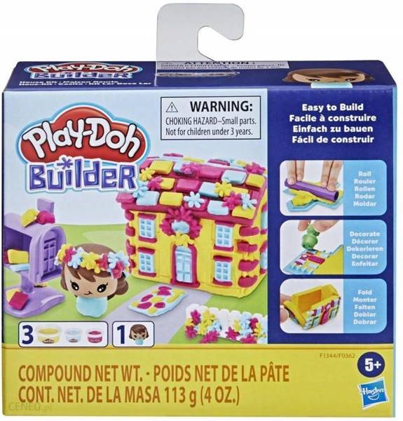 CIASTOLINA PLAY DOH MINI BUILDER 3 KOLORY + AKCESORIA SŁODKI DOMEK 