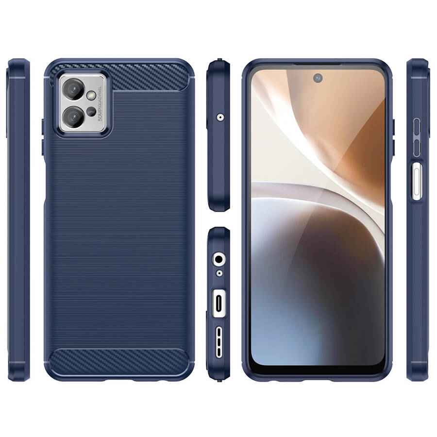 Carbon Case etui Motorola Moto G32 elastyczny silikonowy karbonowy pokrowiec czarne