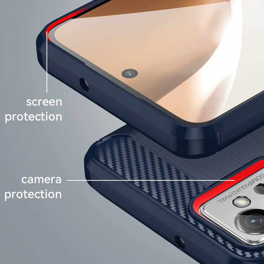 Carbon Case etui Motorola Moto G32 elastyczny silikonowy karbonowy pokrowiec niebieskie