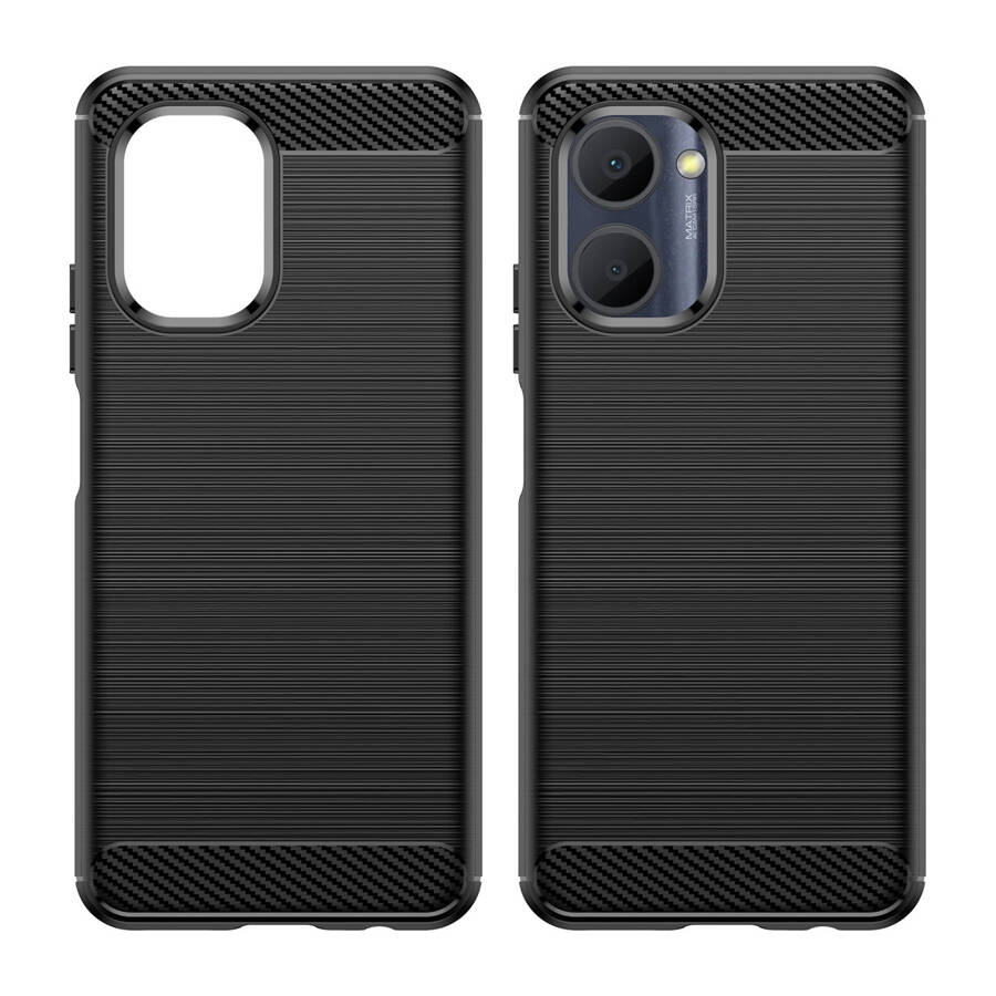 Carbon Case etui Realme C33 elastyczny silikonowy karbonowy pokrowiec czarne