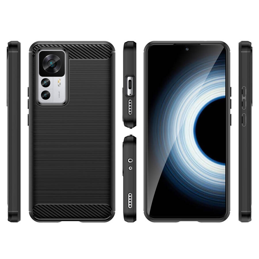 Carbon Case etui Xiaomi 12T Pro / Xiaomi 12T elastyczny silikonowy karbonowy pokrowiec czarne