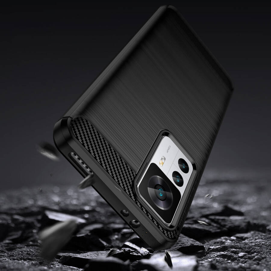 Carbon Case etui Xiaomi 12T Pro / Xiaomi 12T elastyczny silikonowy karbonowy pokrowiec czarne