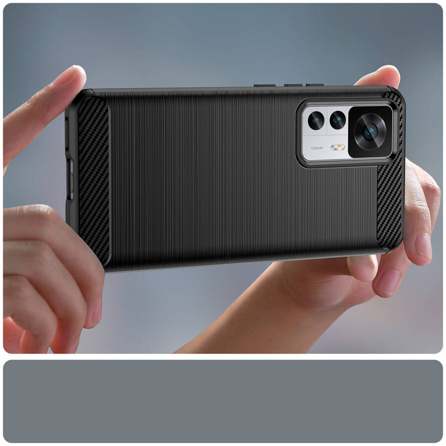 Carbon Case etui Xiaomi 12T Pro / Xiaomi 12T elastyczny silikonowy karbonowy pokrowiec czarne