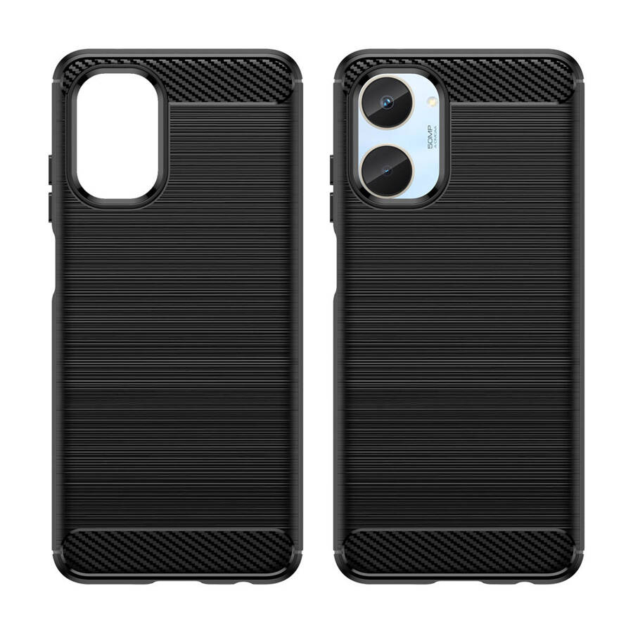 Carbon Case etui do Realme 10 elastyczny silikonowy karbonowy pokrowiec czarne