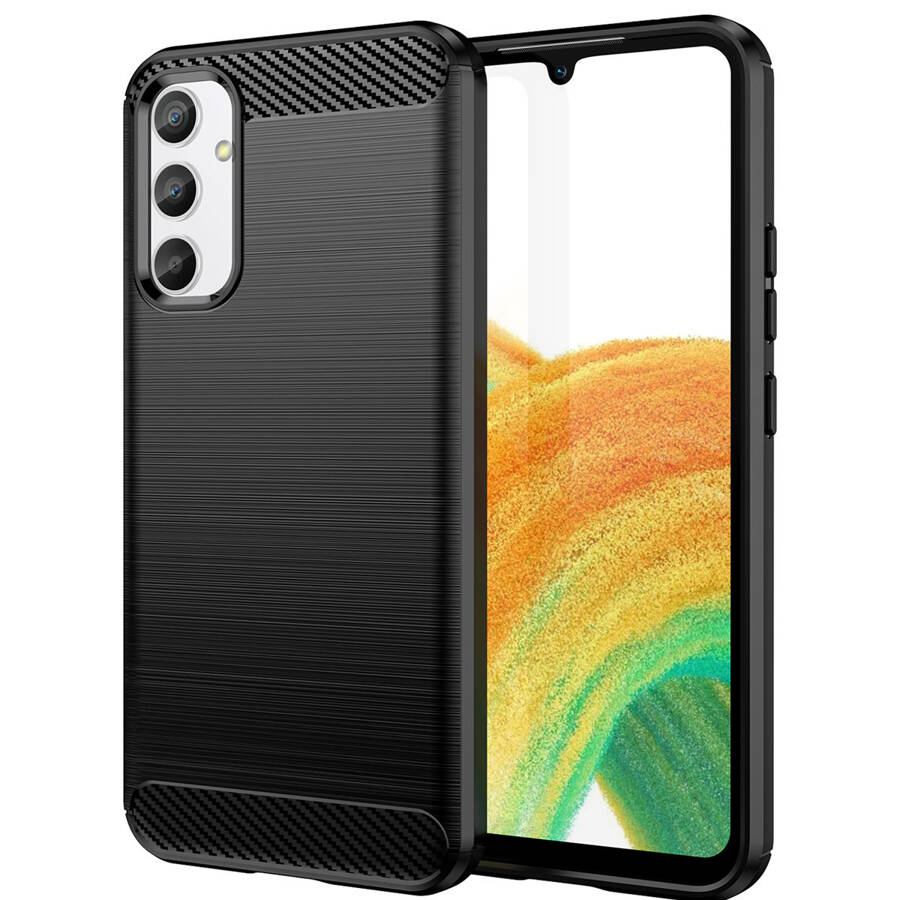 Carbon Case etui do Samsung Galaxy A34 5G elastyczny silikonowy karbonowy pokrowiec czarne