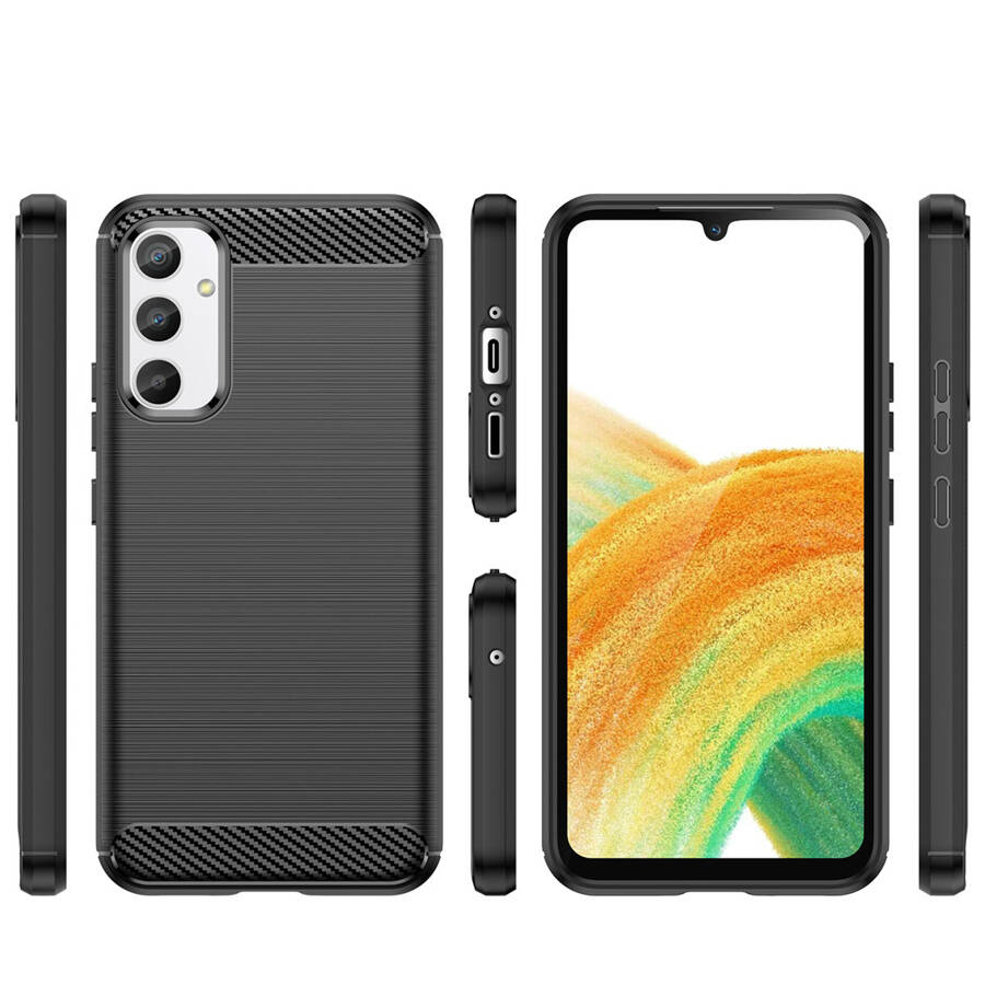 Carbon Case etui do Samsung Galaxy A34 5G elastyczny silikonowy karbonowy pokrowiec czarne