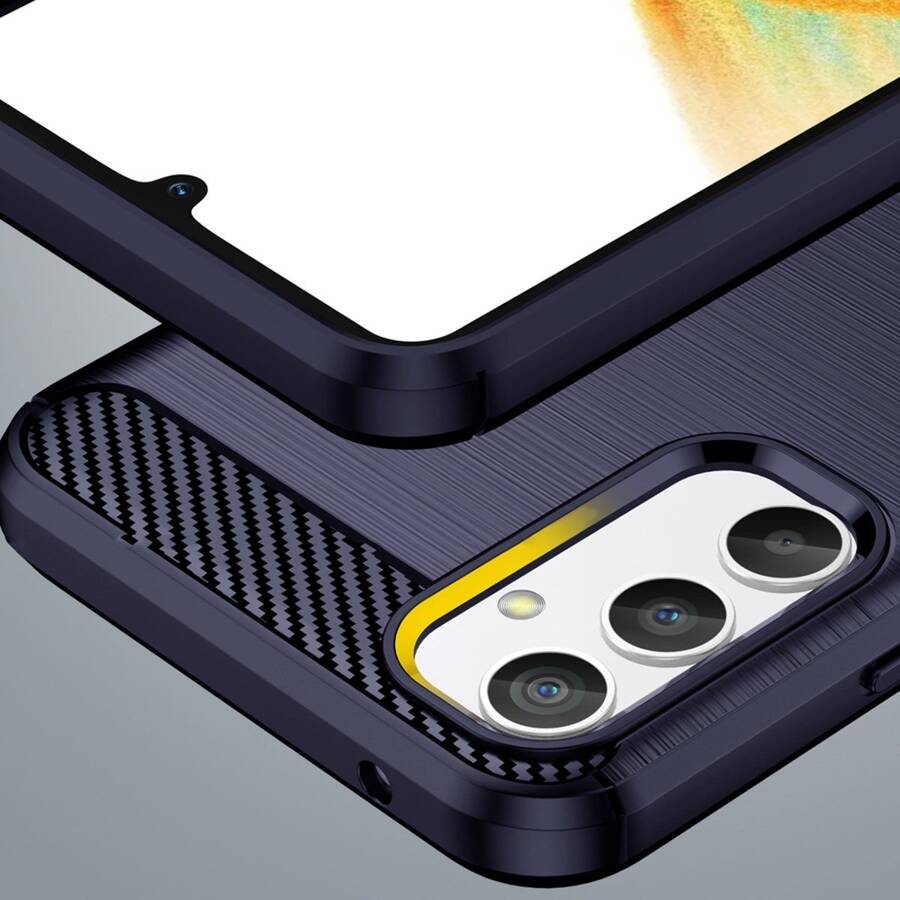 Carbon Case etui do Samsung Galaxy A54 5G elastyczny silikonowy karbonowy pokrowiec niebieskie