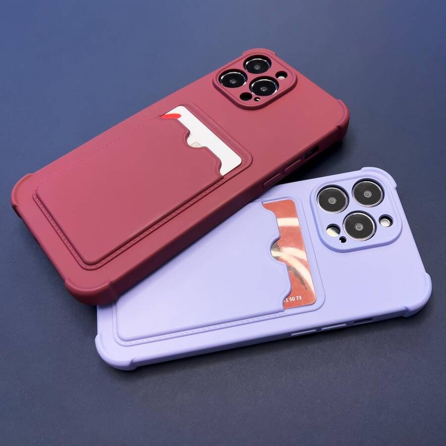 Card Armor Case etui pokrowiec do iPhone 11 Pro portfel na kartę silikonowe pancerne etui Air Bag malinowy