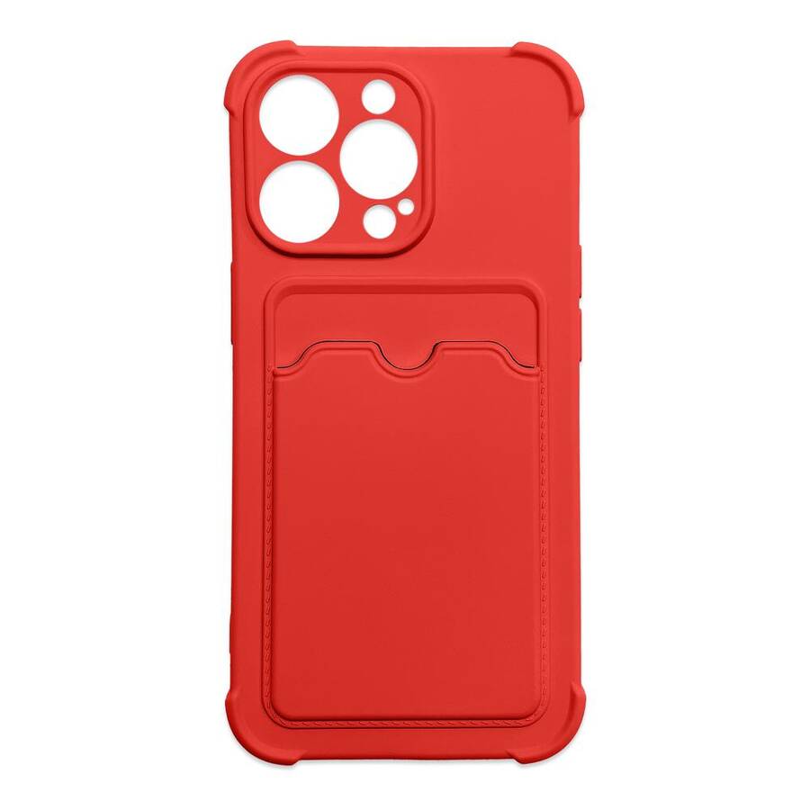 Card Armor Case etui pokrowiec do iPhone 12 Pro portfel na kartę silikonowe pancerne etui Air Bag czerwony