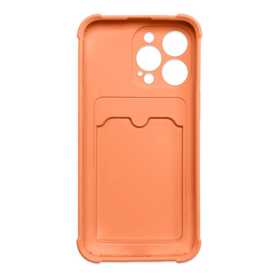 Card Armor Case etui pokrowiec do iPhone 13 portfel na kartę silikonowe pancerne etui Air Bag pomarańczowy