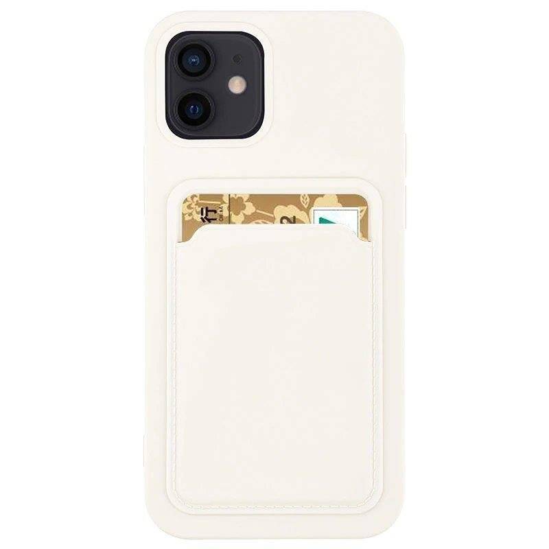 Card Case silikonowe etui portfel z kieszonką na kartę dokumenty do Samsung Galaxy S21+ 5G (S21 Plus 5G) biały