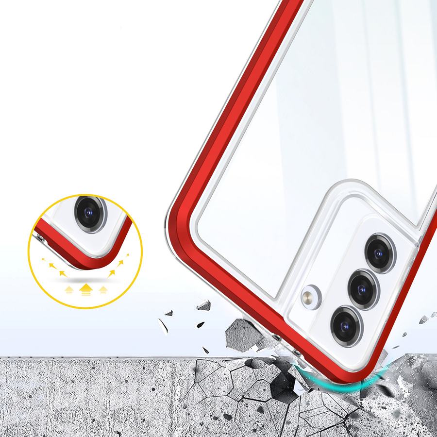 Clear 3in1 etui do Samsung Galaxy S22 żelowy pokrowiec z ramką czerwony