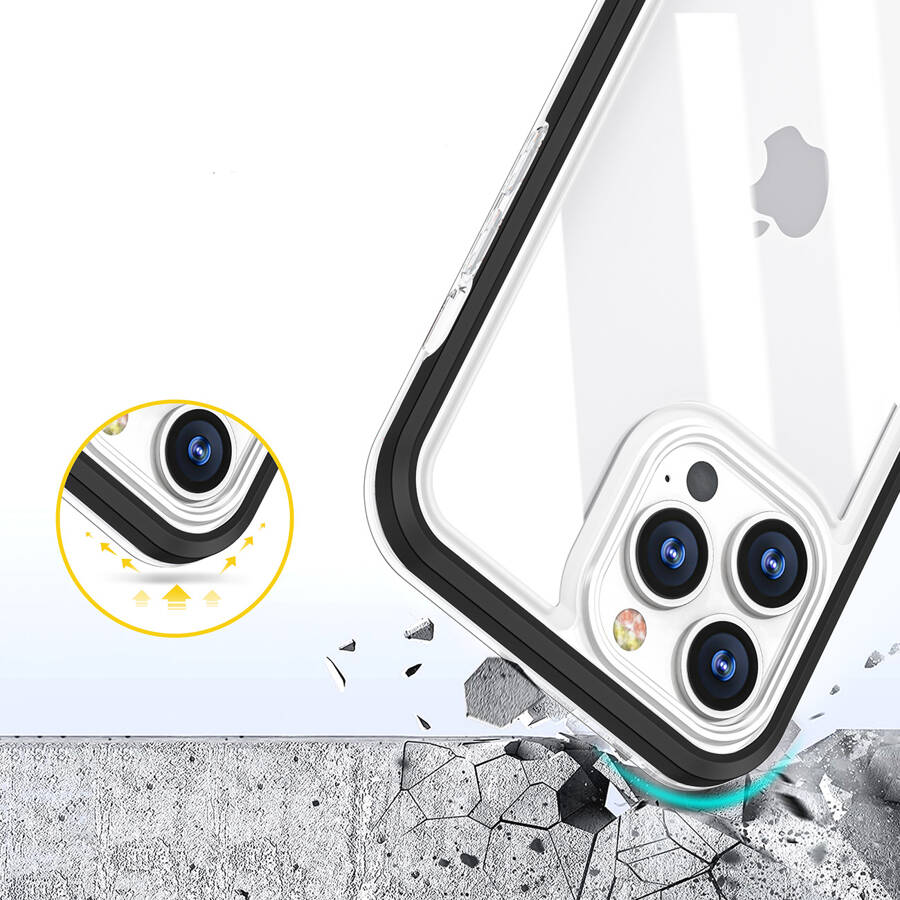 Clear 3in1 etui iPhone 14 Pro Max silikonowy pokrowiec z ramką czarne