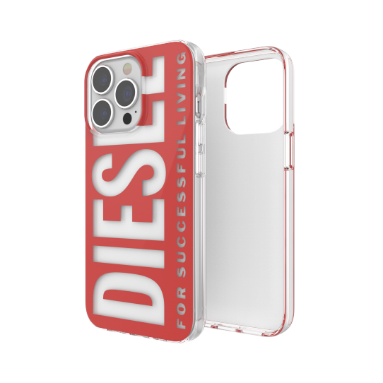 DIESEL CLEAR CASE GRAPHIC IPHONE 13 /13 PRO CZERWONY/BIAŁY