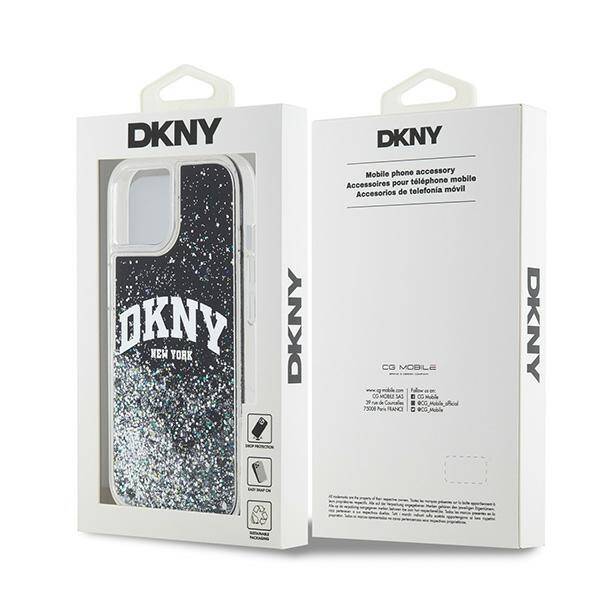 DKNY DKHCP14SLBNAEK iPhone 14 / 15 / 13 6.1" czarny/black hardcase Liquid Glitter Big Logo