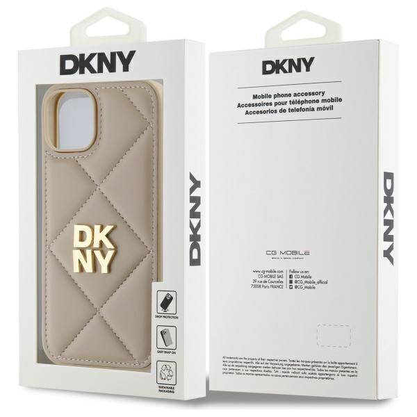 DKNY DKHCP14SPQDSLE iPhone 14 6.1"        beżowy/beige Quilted Stack Logo