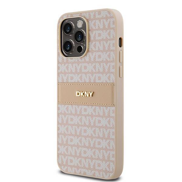 DKNY DKHCP14XPRTHSLP iPhone 14 Pro Max 6.7" różowy/pink hardcase Leather Mono Stripe & Metal Logo