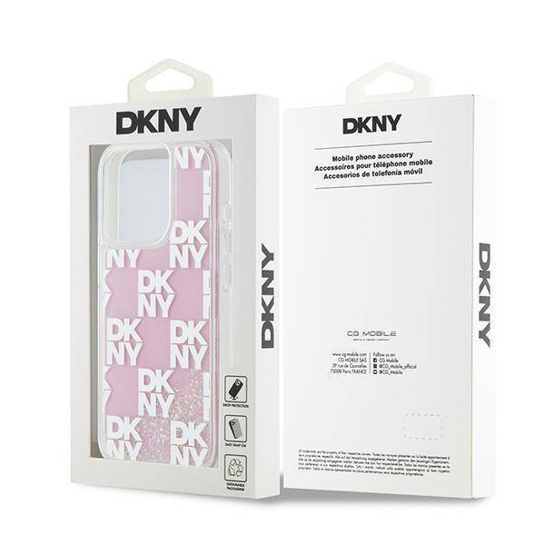 DKNY DKHCP15LLCPEPP iPhone 15 Pro 6.1" różowy/pink hardcase Liquid Glitter Multilogo