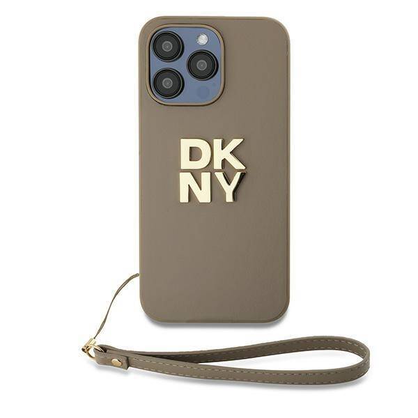 DKNY DKHCP15LPBSWSE iPhone 15 Pro 6.1" beżowy/beige hardcase Wrist Strap Stock Logo