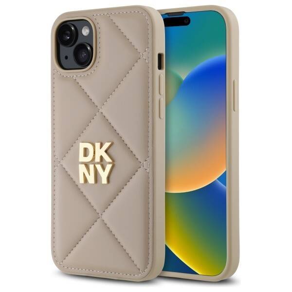 DKNY DKHCP15MPQDSLE iPhone 15 Plus 6.7"   beżowy/beige Quilted Stack Logo