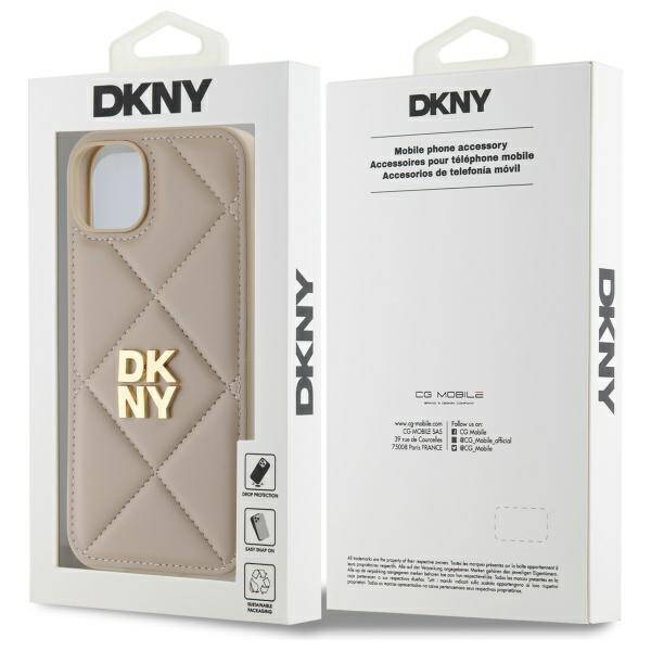 DKNY DKHCP15MPQDSLE iPhone 15 Plus 6.7"   beżowy/beige Quilted Stack Logo