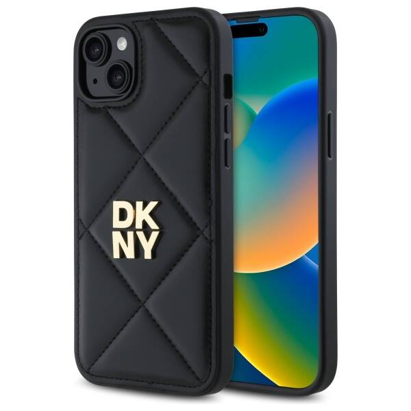 DKNY DKHCP15MPQDSLK iPhone 15 Plus 6.7"   czarny/black Quilted Stack Logo