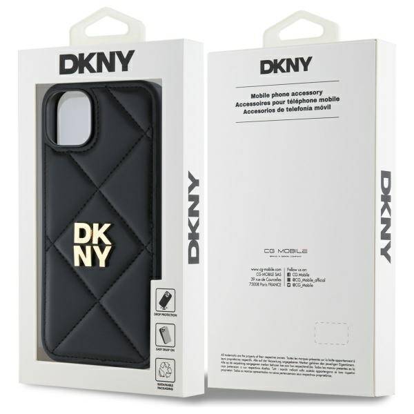 DKNY DKHCP15MPQDSLK iPhone 15 Plus 6.7"   czarny/black Quilted Stack Logo